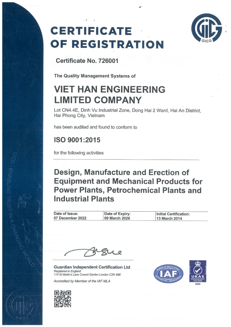 Vhe Iso 9001 2015 Certificate (expiry Date 10 March 2026)